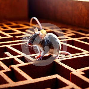 Mouse lost in maze, being trained to find a solution and exit