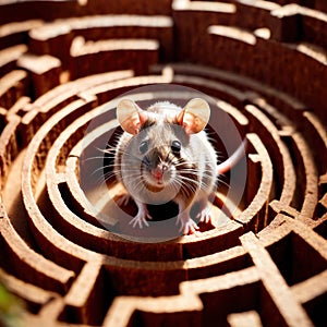 Mouse lost in maze, being trained to find a solution and exit