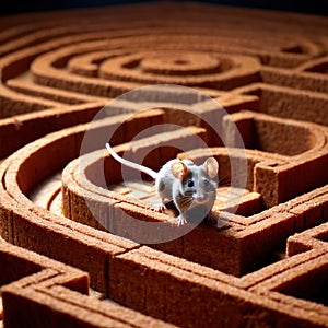 Mouse lost in maze, being trained to find a solution and exit