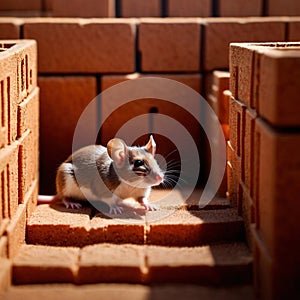 Mouse lost in maze, being trained to find a solution and exit