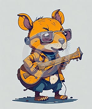 Mouse Musician Guitarist Character 1