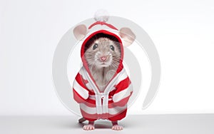  Mouse in a Onesie on a White Canvas Isolated on Transparent Background
