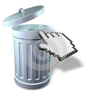Mouse pointer with 3D trash can