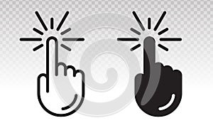 Mouse pointer arrow clicked or cursor click line art flat icon for apps and websites