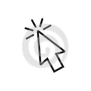 Mouse pointer arrow clicked or cursor click line art icon for apps and websites