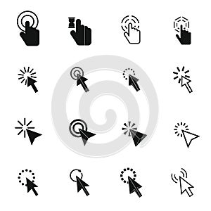 Mouse pointer icons set, simple style