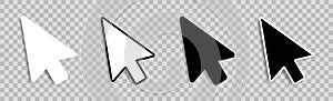 Mouse pointer icons with a shadow on a transparent background.