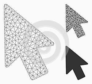 Mouse Pointer Vector Mesh Wire Frame Model and Triangle Mosaic Icon