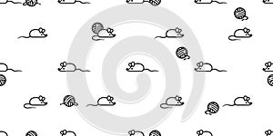 Mouse rat seamless pattern vector yarn ball cartoon scarf isolated tile background repeat wallpaper illustration