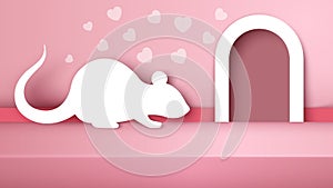 Mouse, rat white paper illustration.