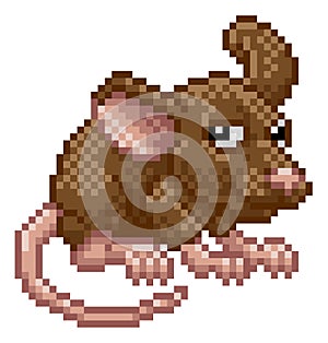 Mouse Rodent 8 Bit Pixel Art Video Game Cartoon