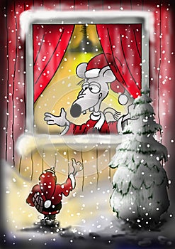 Mouse Santa in Window photo