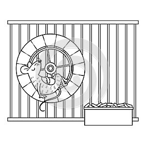 A Mouse Sleeping in Running Wheel Colorless