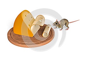 Mouse sneaking up on the cheese