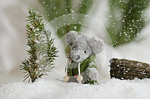 Mouse in the snow fall