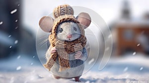 Mouse in snowstorm