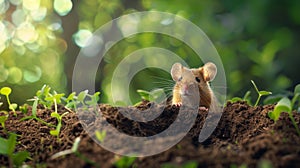 The mouse on soil.AI generated image