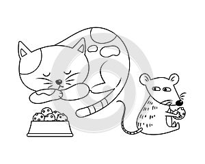 Mouse Stealing Cat Food Colorless