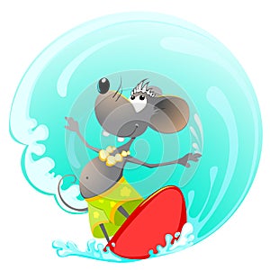 Mouse on Surfing Board