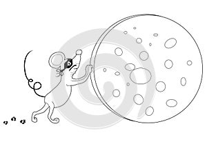 Mouse thief stealing cheese