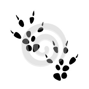 Mouse track icon. Small rat rodent prints. Vector, toy contour such as animal paw. Illustration