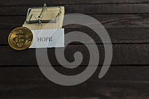 Mouse trap, bitcoin and the word: Hope.