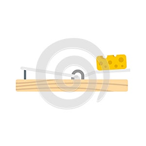 Mouse trap cheese icon, flat style