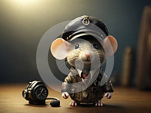 Mouse with a vintage pilot cap. Generated with AI