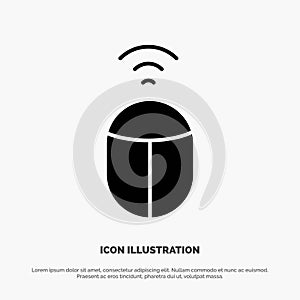 Mouse, Wifi, Computer solid Glyph Icon vector