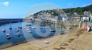 Mousehole Village and Harbour Walls Cornwall UK