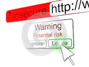 Mousepointer clicking leave button on insecure website popup