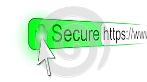 Mousepointer clicking padlock on a secure https website