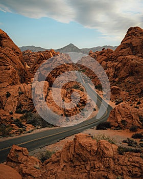 Mouses Tank Road and desert landscape at Valley of Fire State Park, Nevada