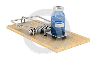 Mousetrap and vaccine from covid-19 on white background. Isolated 3D illustration