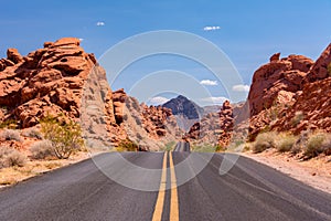 Mouseâ€™s Tank Road in Valley of Fire State Park. Scenic Roads in Valley of Fire State Park, Nevada United States.