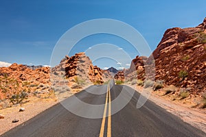 Mouseâ€™s Tank Road in Valley of Fire State Park. Scenic Roads in Valley of Fire State Park, Nevada United States.