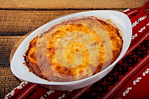 Moussaka is an eggplant- or potato-based dish, often including ground meat, in the Levant