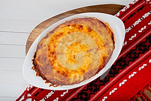 Moussaka is an eggplant- or potato-based dish, often including ground meat, in the Levant