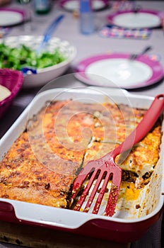 Moussaka sliced photo