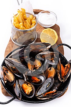 Mussels and french fries or moules-frites