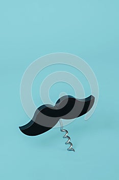 Moustache corkscrew on a blue background