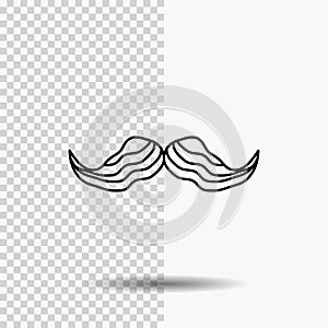 moustache, Hipster, movember, male, men Line Icon on Transparent Background. Black Icon Vector Illustration