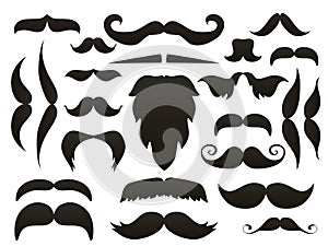 Moustache mustache icon isolated set.Funny fake moustaches for mouth mask vector collection. Vector illustration.