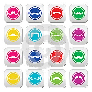 Moustache or mustache round colorful icons