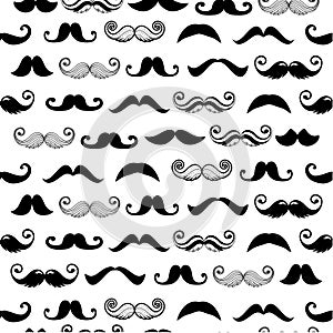 Moustache mustache vector seamless pattern background hipster