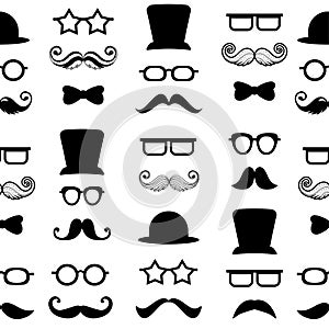 Moustache mustache vector seamless pattern background hipster