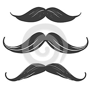 Moustache set, manhood, humorous mask, icon cartoon hand drawn vector illustration sketch