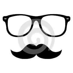 Moustache and sunglasses flat icon symbol. Vector illustration isolated on white background