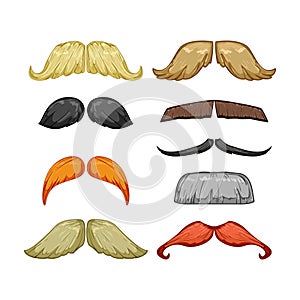 moustaches set cartoon vector illustration