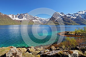 Moutain and lake sea landcape in Norway